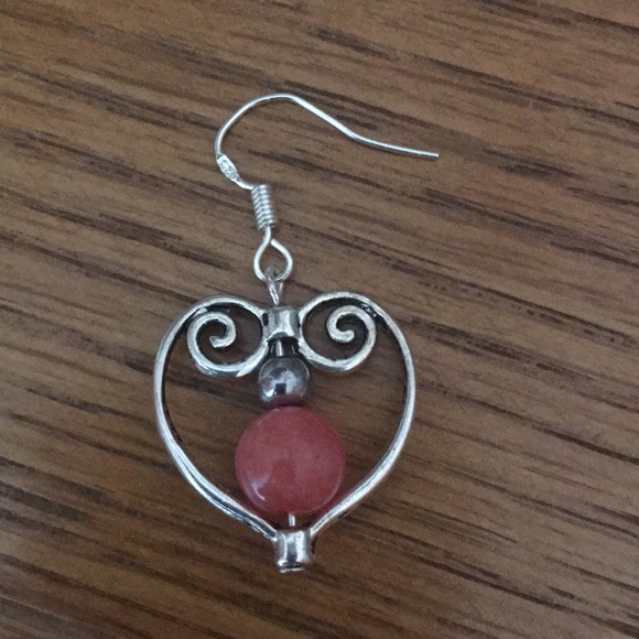 3 for $25 Antique Silver Heart Gemstone Earrings - Picture 5 of 5